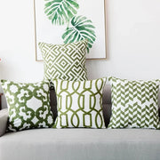 Green Geometric Cushion Cover 45x45cm Cotton Blend