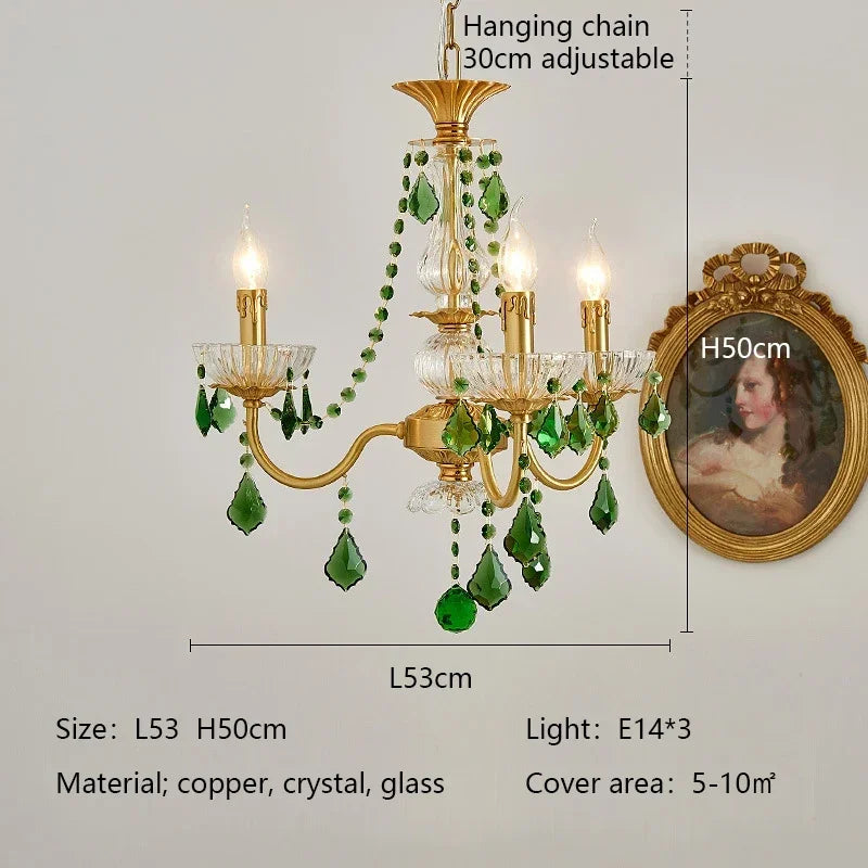 Green Crystal Boho Chandelier