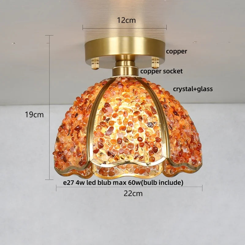 DecorBites™ Crystal Glass LED Ceiling Light Copper Canopy Nordic Modern Design