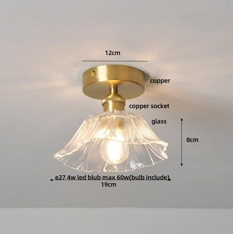 DecorBites™ Glass LED Ceiling Light for Living Room, Modern Copper Canopy, Nordic Style Fixtures