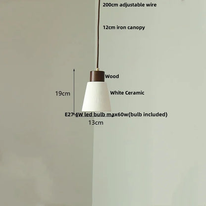 DecorBites™ Japan Style Wood LED Pendant Light Fixture Clear Glass Adjustable Hanging Lamp