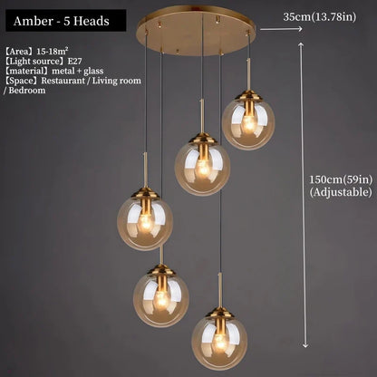 Nordic Glass Pendant Light With Polished Steel Finish