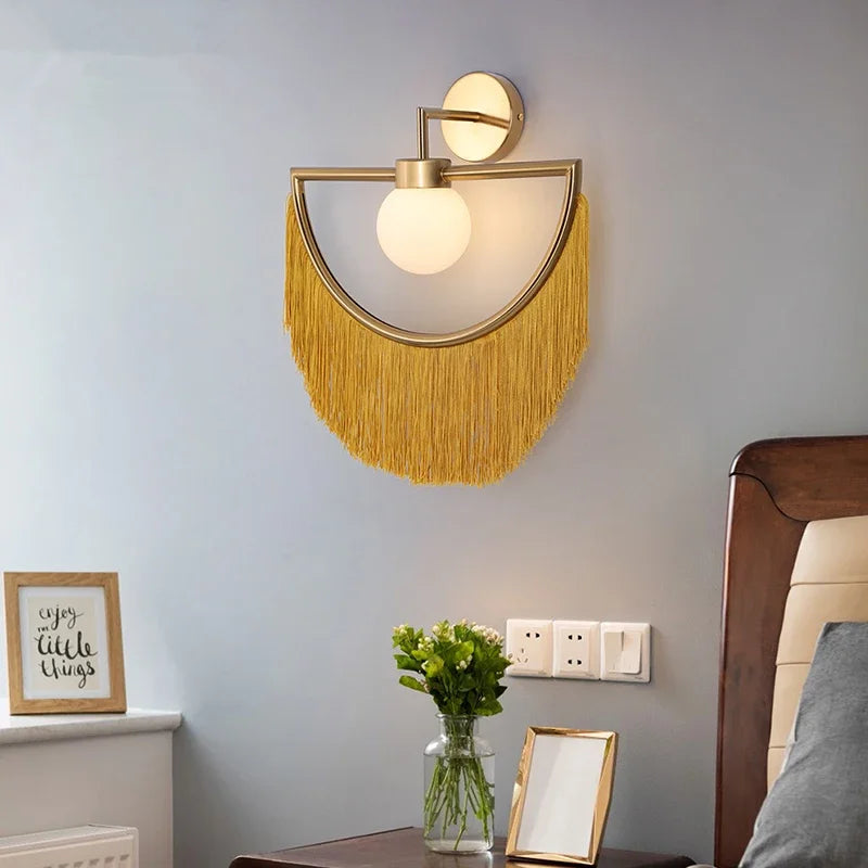 DecorBites™ Coloured Tassel Glass Ball Pendant Light for Boho Minimalist Style Bedroom & Restaurant