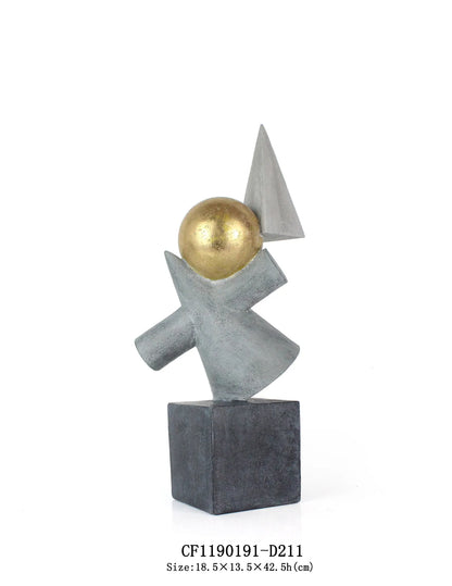 DecorBites™ Geometric Gold Ball Abstract Sculpture Triangular Statues for Home Decor