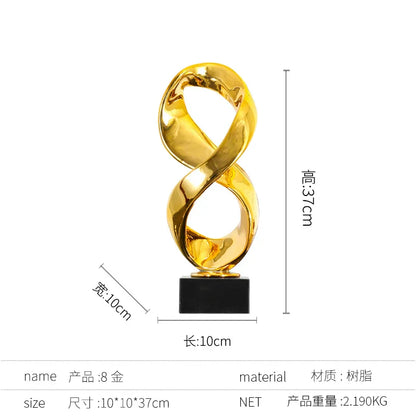 DecorBites™ Golden Ring Black and White Striped Abstract Resin Figurines Home Decor