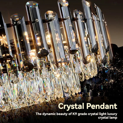 DecorBites™ Gold Crystal Ceiling Chandelier: Luxury Modern LED Pendant for Home Décor