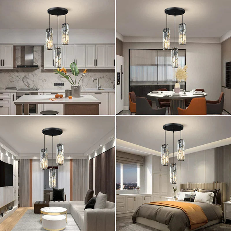 Gold Crystal Pendant Light L76cm Shimmering
