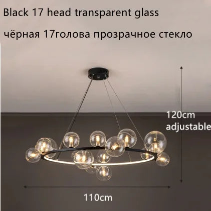 DecorBites™ Glass Ball LED Chandelier: Modern Nordic Style for Living, Dining, Kitchen, Study
