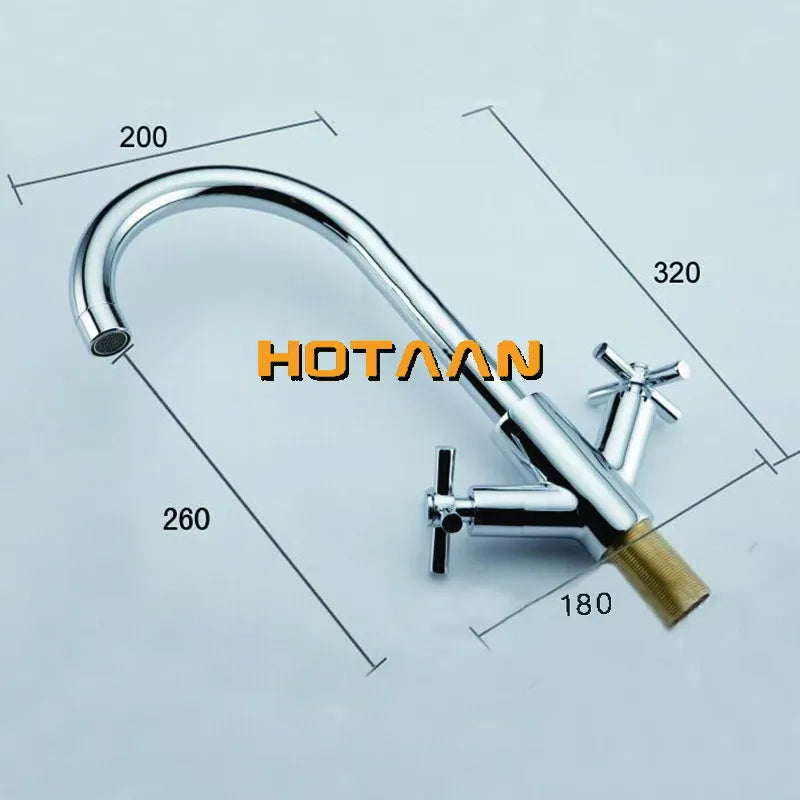 Chrome Dual Handle Faucet Hot And Cold Kitchen