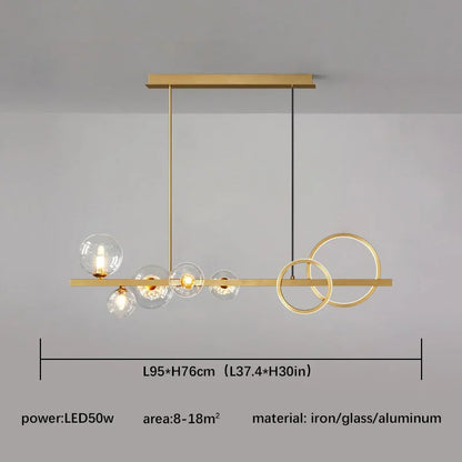 DecorBites™ Glass Ball Pendant Chandelier: Scandinavian LED Light for Kitchen Dining Table