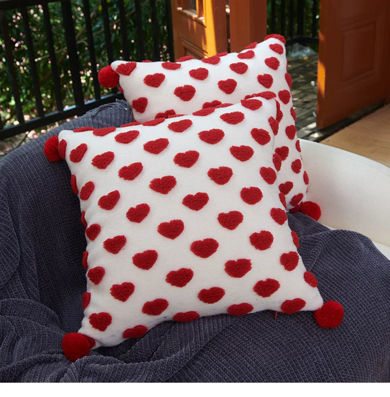 Embroidered Heart Cushion Covers