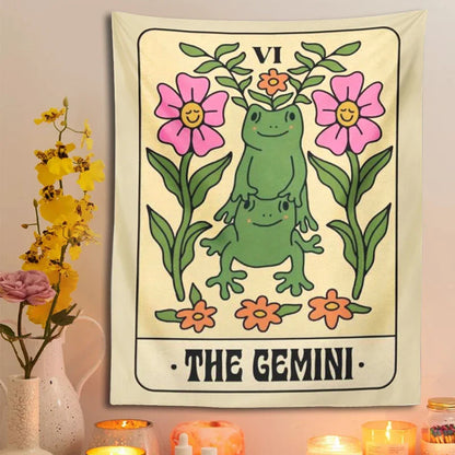 DecorBites™ Gemini Frog Constellation Wall Hanging Tapestries for Boho Room Decor
