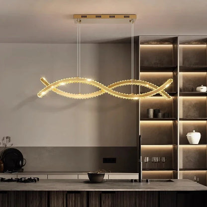 DecorBites™ Crystal Strip Chandelier: Modern Minimalist Ceiling Light for Artistic Indoor Lighting