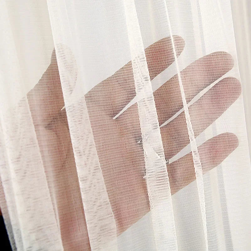 DecorBites™ Lace Embroider Anti-Mosquito Net Door Curtains - Pleated Design for Light and Air Flow