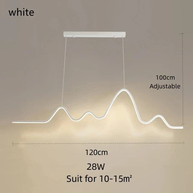 DecorBites™ LED Aluminum Chandelier Modern Wave Line Kitchen Island Pendant Light