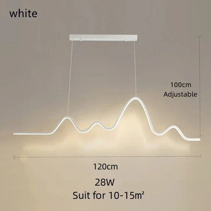 DecorBites™ LED Aluminum Chandelier Modern Wave Line Kitchen Island Pendant Light