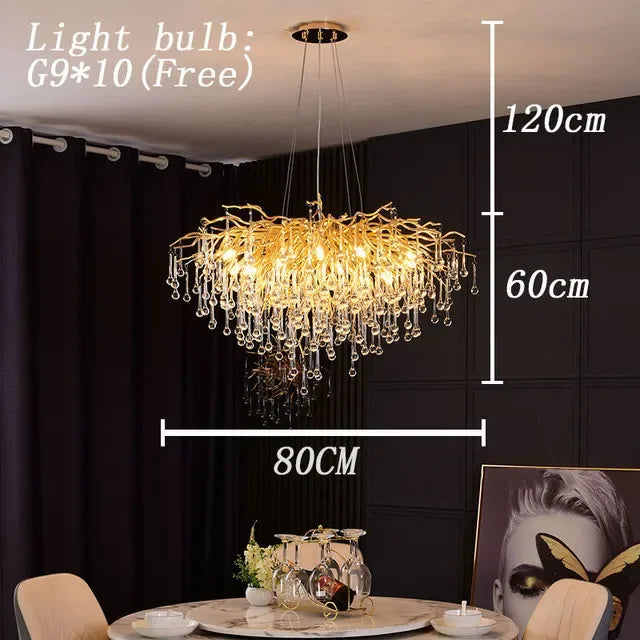DecorBites™ Crystal LED Chandelier: Elegant Modern Luxury Ceiling Lighting for Living Room Decor