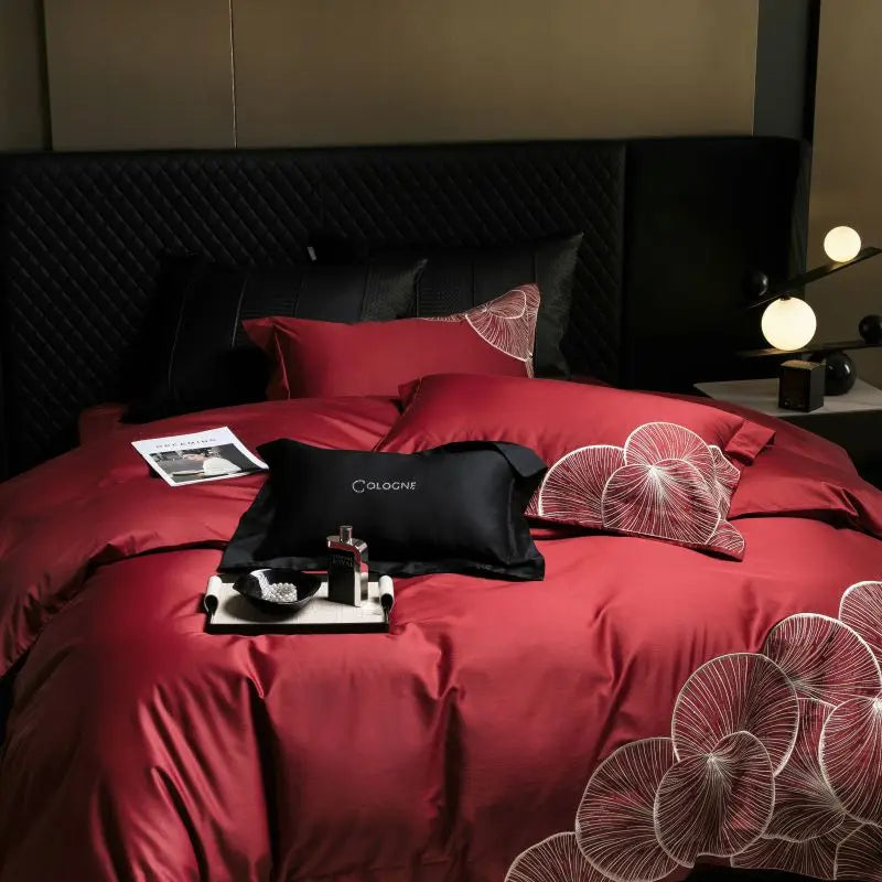 DecorBites™ Embroidered Egyptian Cotton Bedding Set - Queen/King, Luxury Bed Sheet & Pillowcases