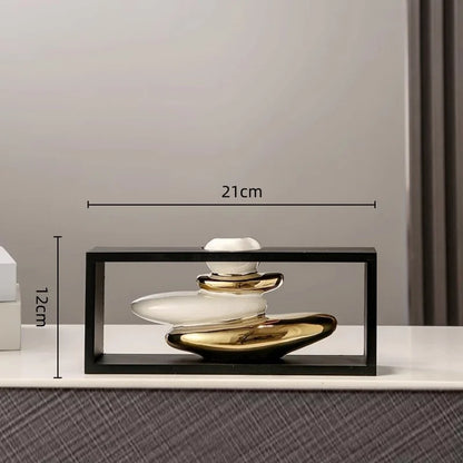 DecorBites™ Geometric Golden Rockery Vase Stack for Home Decor