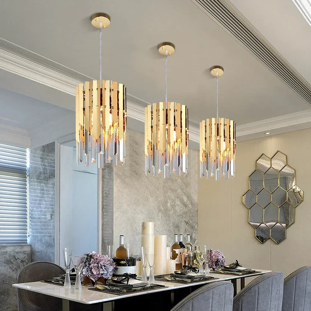 Gold Crystal LED Chandelier K9 3-Head Dia20cm