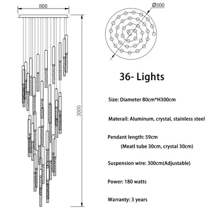 DecorBites™ Crystal LED Chandelier: Stylish Lighting for Staircase & Living Room