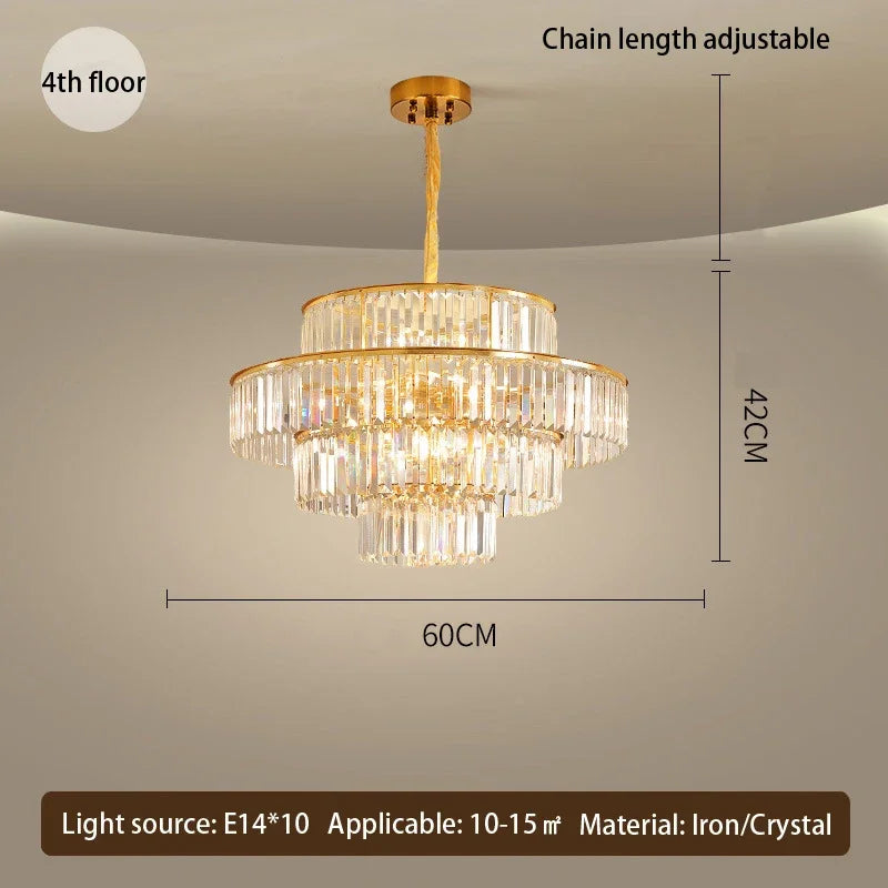 Golden Crystal Pendant Chandelier