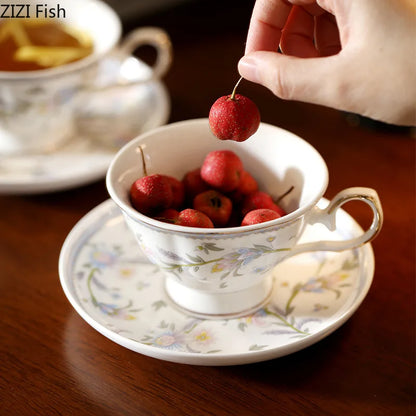 DecorBites™ Lace Floral Ceramic Cup&saucer Set for Elegant Dining and Tea Time