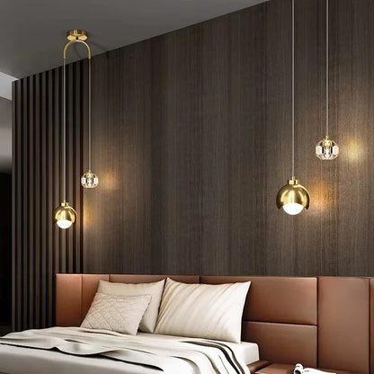 Nordic Crystal Line Pendant Light in Gold or Black