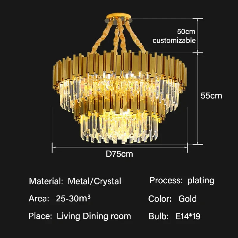 DecorBites™ Crystal Oval Round Chandelier: Luxury Nordic Modern LED Lighting for Home and Bar