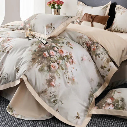 DecorBites™ Egyptian Cotton Bedding Set Queen King Ru Double Size Print Bed Linens
