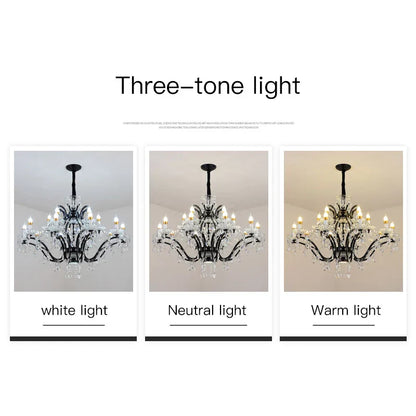 DecorBites™ Crystal Candle Chandelier Lighting: Black Pendant Lamps for Dining Kitchen & Farmhouse