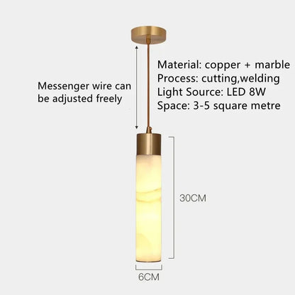 DecorBites™ Copper LED Pendant Light: Modern Marble Single Head for Bedroom, Restaurant, and Corridor