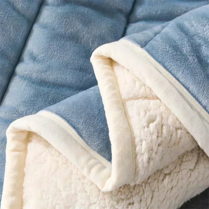 DecorBites™ Cozy 3-Layer Coral Fleece Blanket for Winter Bedding