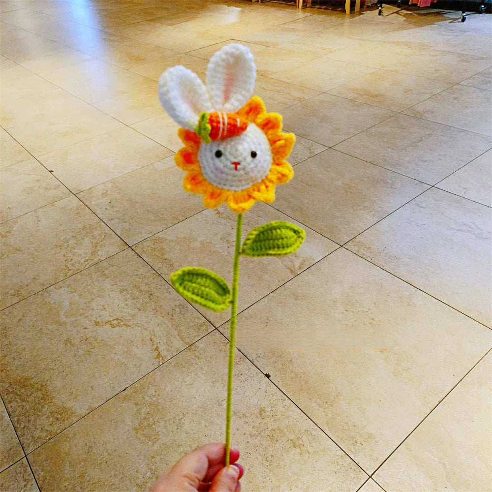 Crochet Sunflower Rabbit Bouquet
