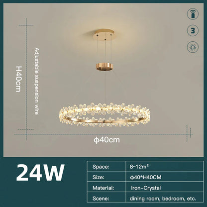 DecorBites™ Crystal Ring LED Chandelier: Modern Luxury Pendant Lamp for Home Decor