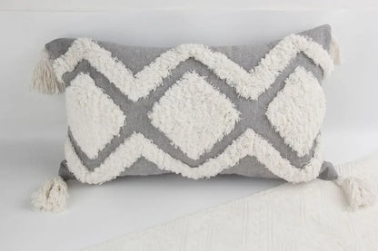DecorBites™ Geometric Tufted Tassel Cushion Cover 30x50cm