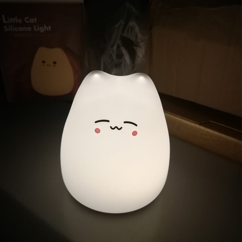 Mini Beliebte Katze Baby Nacht Lampe 7-farbe Pat Touch Farbwechsel Augenschutz Schlafzimmer Nacht Nacht Licht Geschenk Kinder 
