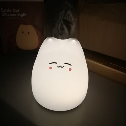 Mini Beliebte Katze Baby Nacht Lampe 7-farbe Pat Touch Farbwechsel Augenschutz Schlafzimmer Nacht Nacht Licht Geschenk Kinder 