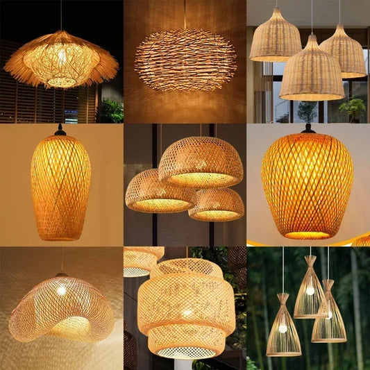 DecorBites™ Bamboo Pendant Ceiling Light Rattan