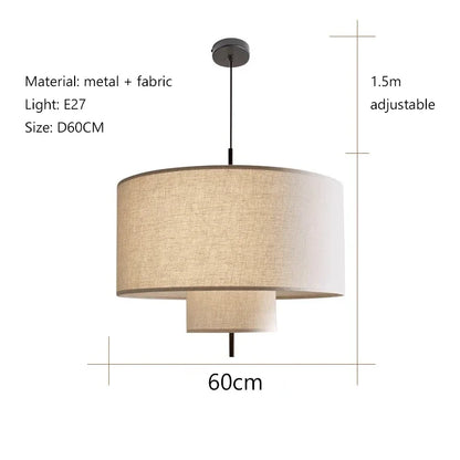 DecorBites™ Japanese Style Tiered Pendant Lamp: Minimalist Fabric Shade for Living Room & Kitchen Counter