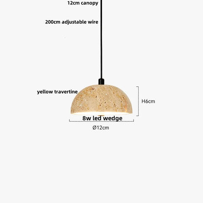 DecorBites™ LED Wood Canopy Pendant Lights Yellow Travertine Stone Hanging Lamp