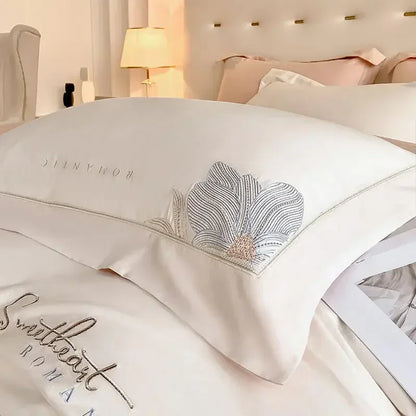 DecorBites™ Cotton King Size Embroidery Bedding Set: Soft Comforter Set with Double Duvet Cover & Sheet