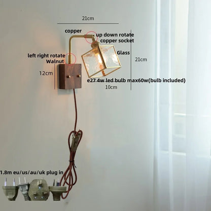 DecorBites™ Brass LED Wall Lights Modern Stair Light Fixture Blue Glass Bedside Lamp