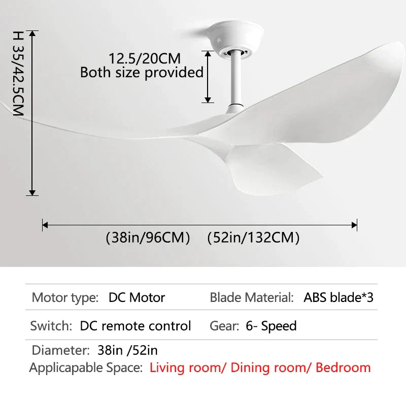 DecorBites™ 52" DC Ceiling Fan with Remote Control for Living Room, Restaurant, Office & Modern Spaces.