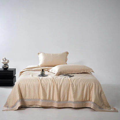 DecorBites™ Leopard Jacquard Summer Quilt Bedding Set with Bed Sheet & Pillowcase