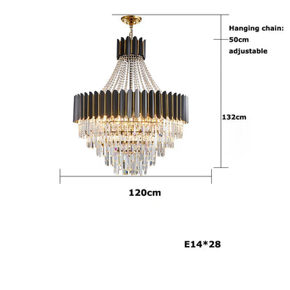 DecorBites™ Crystal LED Chandelier Black Gold Finish for Dinning Room
