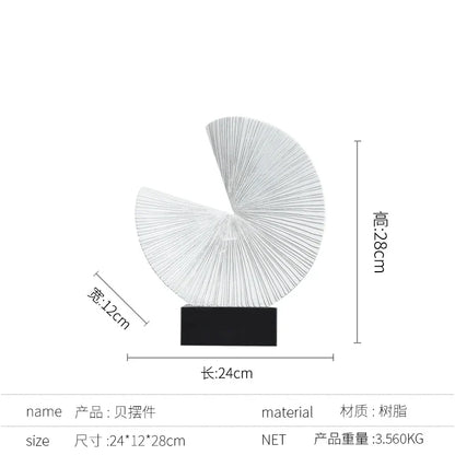 DecorBites™ Golden Ring Black and White Striped Abstract Resin Figurines Home Decor