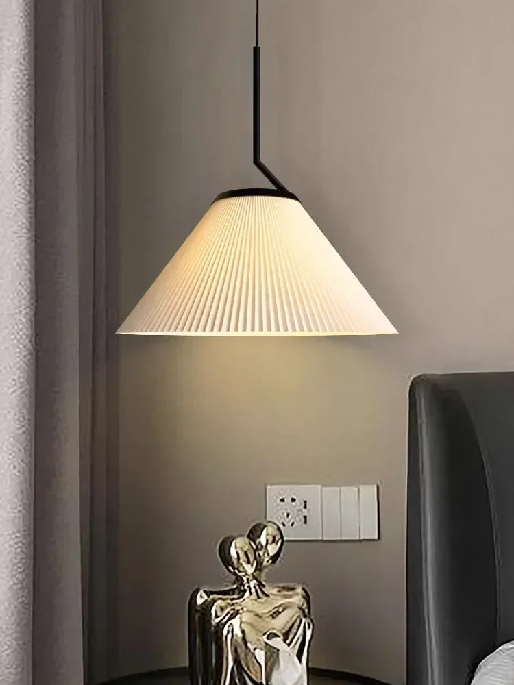 DecorBites™ Cream LED Pendant Light Nordic Pleated Chandelier for Home Decoration