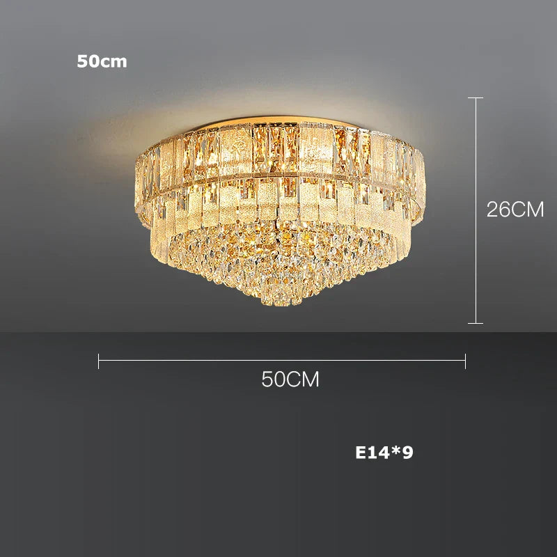Gold Crystal Living Chandelier K9 150cm Gold Hardware
