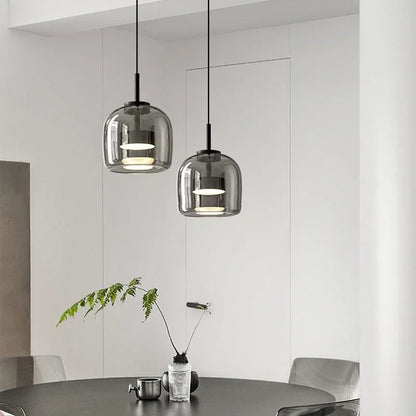 DecorBites™ Glass Bowl Chandelier: Modern Nordic LED Smoke Hanging Lamp for Dining Room, Bar - Indoor Decor Lighting
